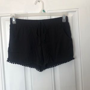Black Lightweight Shorts With Detailed Bottom